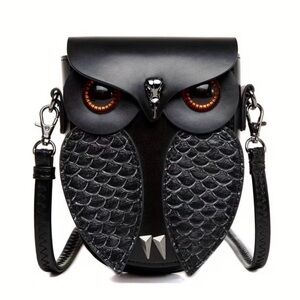 Black Owl Design Crossbody Bag